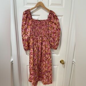 J. Crew Smocked Midi Dress